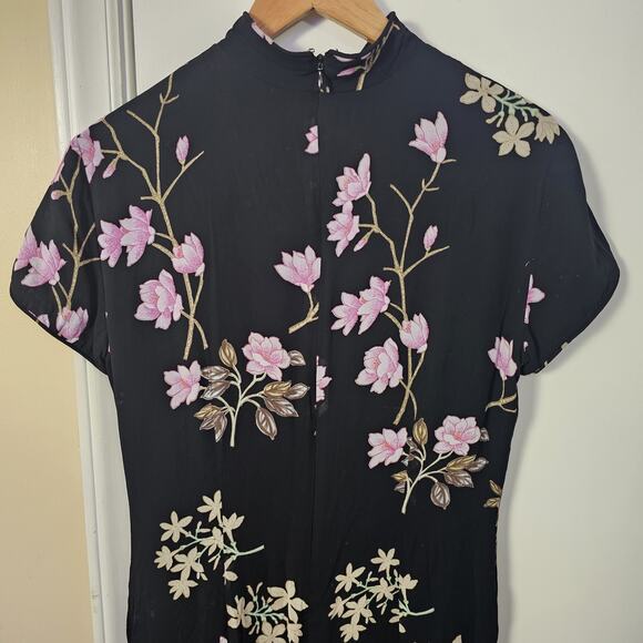 Chinese Cheongsam Qipao Dress Sz 12 Cherry Blossom Floral Asian Bloomcore Y2K - Picture 8 of 9